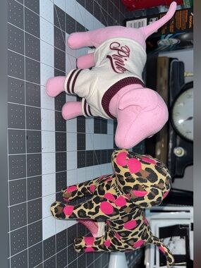 PINK Victoria's Secret Pink & Leopard Print Plush Dogs